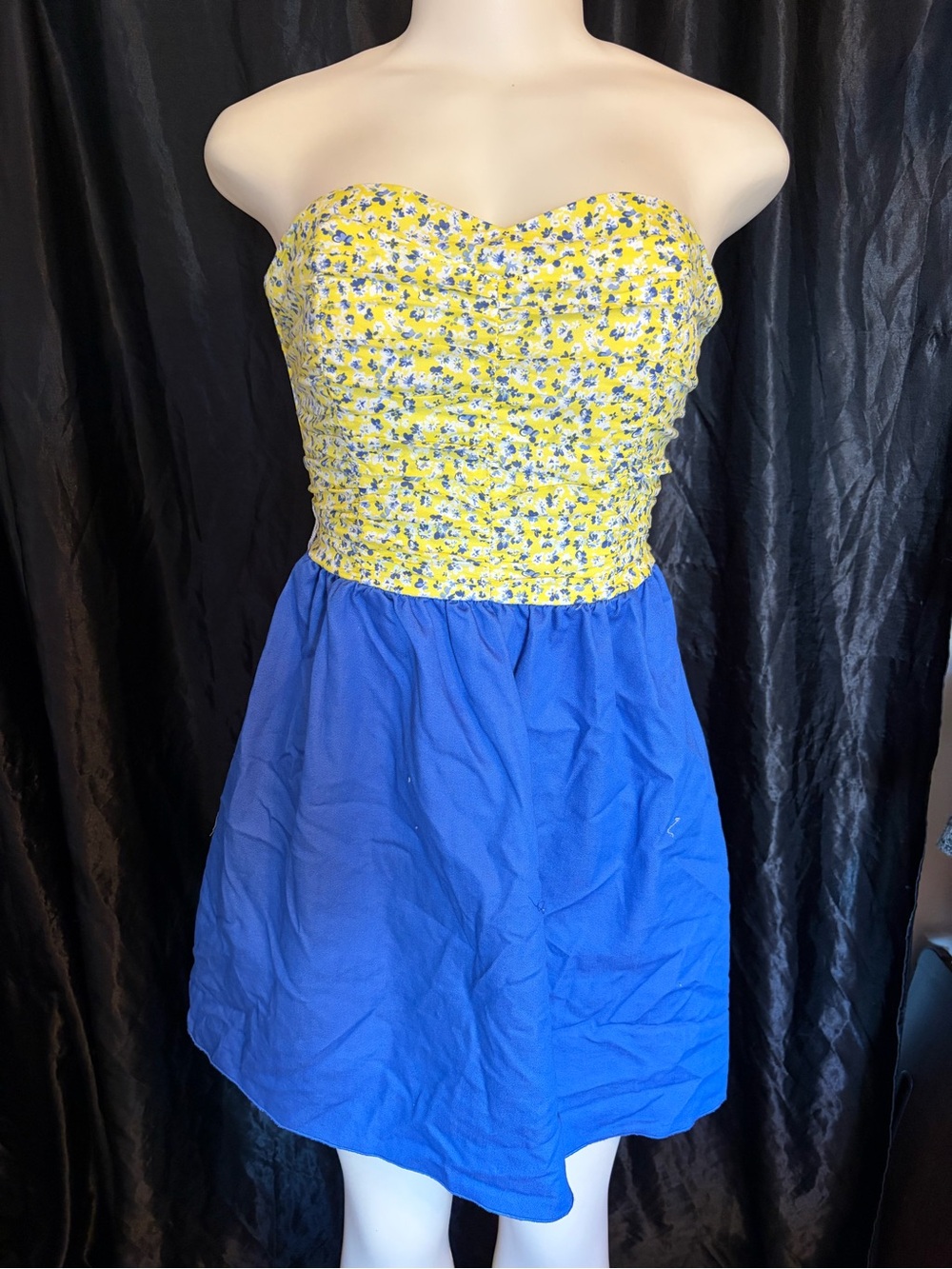 My Michelle Yellow Floral Bustier with Bright Blue Skirt